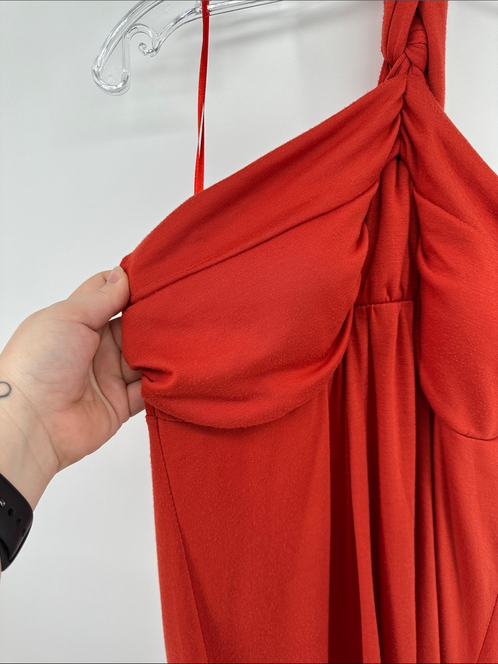 Chelsea VTG Y2K Summer Goddess Fairycore Twisted Halter Maxi Dress in Rust SzXL - Picture 4 of 12